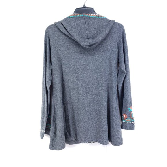 A&A Fashion Gray Floral Full Zip Hoodie Jacket Womens Small - Picture 2 of 7